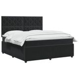 vidaXL LED Boxspringbed met Matras Zwart 140 x 200 cm Fluweel