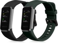 kwmobile 2x horlogebandjes geschikt voor Huawei Band 4 bandje - Smartwatch bandjes van TPU - Activity tracker horloge band in zwart / donkergroen