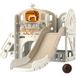 Pangivo Toboggan enfant 7 en 1 aire de jeux intérieur avec tunnel et panier de basket blanc crème