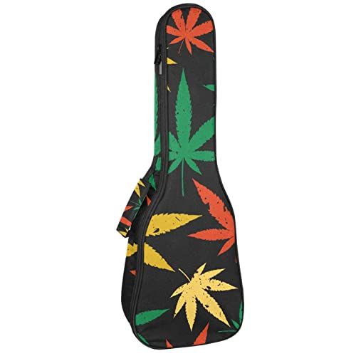 Mersov Panda Mersov Concert Ukelele Rugzak, Heavy Duty Ukulele Case Bag met Opslag, Sopraan Concert Tenor Ukelele 10MM Gewatteerde BagBlack SheepsRetro Cannabis Blad Patroon