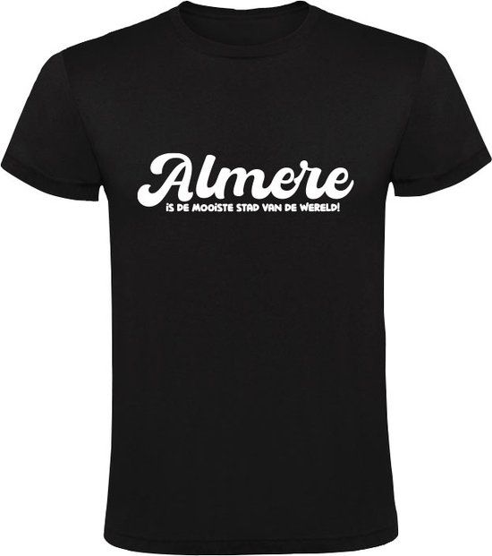 Almere is de mooiste stad van de wereld! Heren T-shirt Zwart Maat L