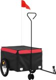 vidaXL Fietstrailer 45 kg IJzer Zwart en Rood