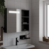 vidaXL Badkamerkast met spiegel en LED 60x13x52 cm zwart