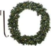Decoris Kerstkrans - met verlichting - 60 cm - kunststof - met deurhanger ijzer