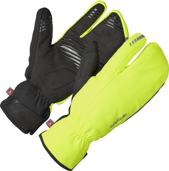 GripGrab Nordic 2 Windproof Winter Lobster Fietshandschoenen - Geel Hi-Vis - Maat L