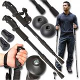 NONE Trekkingstokken Trekkingstokken Nordic Walking Anti-shock verstelbare aluminium wandelstokken Set van 2, 3-delig telescopisch 65-135 cm, ingebouwd kompas, rubberen antislip handvatten, polsbanden en trekkingtips
