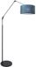Steinhauer Zwarte vloerlamp booglamp Prestige Chic 8239ZW met blauw velours kap