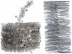 Decoris Kaemingk B.V. Set van zilveren glitter kerstslinger 270 cm en kerstboom sterren folieslinger 700 cm