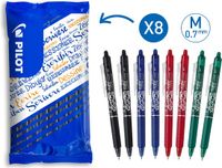 Pilot FriXion Ball Clicker uitwisbare pen - 0,7mm - 8 stuks - 2 blauw, 2 rood, 2 groen, 2 zwart