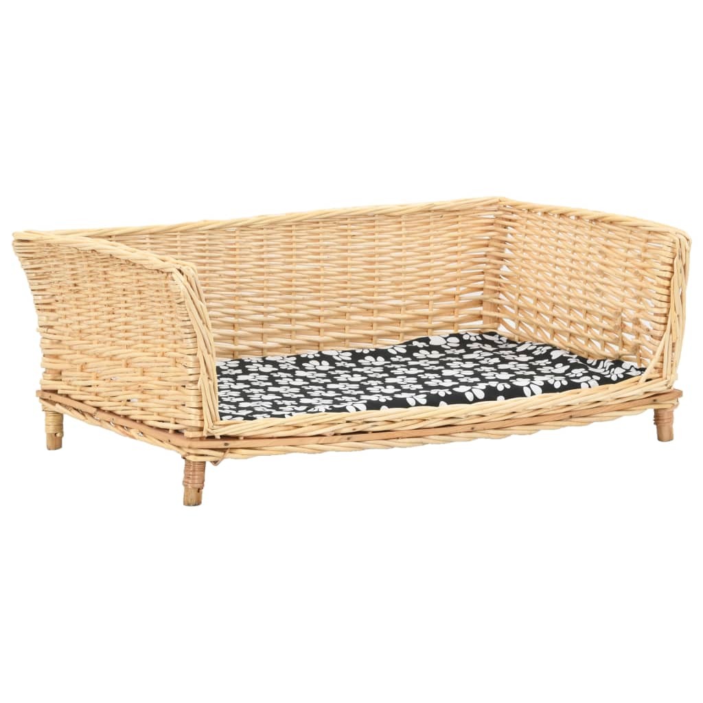 vidaXL Hondenmand met kussen 90x54x35 cm natuurlijk wilgen bruin