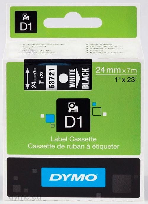 DYMO D1® -Standard Labels - White on Black - 24mm x 7m
