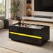 MODFU Table basse - 4 tiroirs - LED - Plateau en verre - Noir - 100x50x40 cm