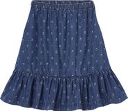 Vertbaudet Halflange rok met ruche van licht denim
