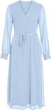 VILA VIFALIA Maxi-jurk met lange mouwen en V-hals in de kleur Nantucket Breeze