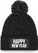 Bellatio Decorations Happy New Year muts met pompon - one size - zwart