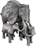 Merkloos Casablanca Olifantenfamilie Beeld Polyresin Goud Grijs 18x39x27 cm