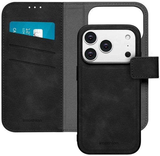 imoshion Hoesje - Geschikt voor Apple iPhone 17 Pro - Uitneembare 2-in-1 Luxe Bookcase - Zwart