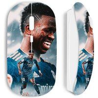 Maniacase Witte Draadloze Muis Vinicius JR Real Madrid Blauw Behang