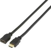 SpeaKa Professional SP-7870528 HDMI-kabel HDMI Verlengkabel HDMI-A-stekker, HDMI-A-bus 1.00 m Zwart 4K UHD, Audio Return Channel (ARC), Vergulde steekcontacten