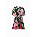 Desigual Gebloemde A-lijn Jurk - Zwart/Roze/Rood