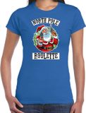 Bellatio Decorations Northpole roulette Blauw Kerstshirt / Kerstkleding voor dames S