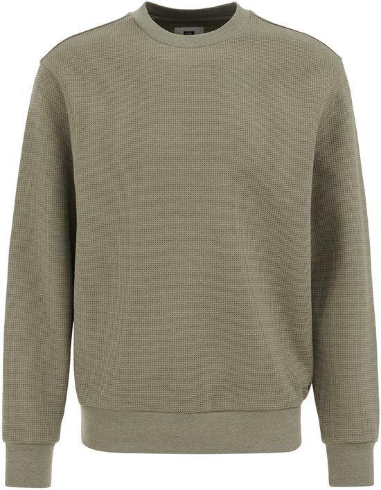 WE Fashion Heren regular fit sweater met structuur - Groen - Katoen/Polyester - Maat XL