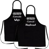 Nomsum Schort voor koppels, schortenset voor echtgenoot en vrouw, hoogwaardige keukenschorten, perfect voor bruiloften, verlovingen, verjaardagen en bruidsfeesten, 2 stuks, Eén maat