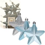 Decoris Kersthanger Sterren - 24 stuks - Lichtblauw - 7 cm - Kunststof