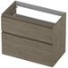 INK - Onderkast 2 Laden Greeploos Hout Decor met Houten Keerlijst A-symmetrisch - 800x450x650 Mm - Greige Eiken