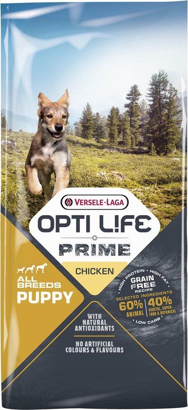 Opti Life Prime Puppy Granenvrije Hondenvoeding Kip 12,5kg