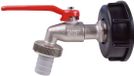 Ibenzoa® Robinet de cuve IBC pour réservoirs d'eau de pluie avec bec de 34 pouces et filetage extérieur, adaptateur inclus