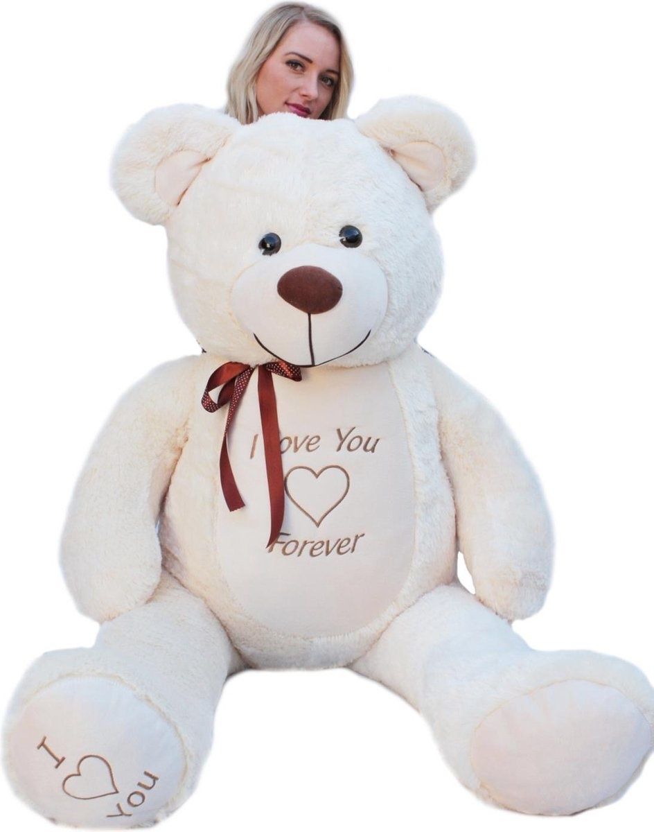 Viking Choice Grote knuffelbeer - I love you - Zacht - Crème - 160cm