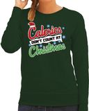 Bellatio Decorations Foute Kersttrui - sweater - Calories dont count at Christmas - groen - voor dames - kerstkleding / funny kerst outfit S