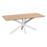 QUVIO Eettafel Sofia - Rechthoekig - Witte kruispoot - FSC®-gecertificeerd mangohout - 180x90 cm - Naturel