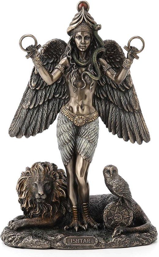 Veronese Design - Beeld/Figuur - Ishtar - Godin van Liefde, Oorlog en Seks - Beeldschoon en Zeer Gedetailleerd - Gebronsd - 22cm x 15cm x 9cm
