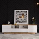 Mobliva Meuble TV moderne bicolore blanc, finition bois, 180 cm