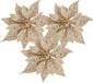 Cosy&Trendy Cosy and Trendy kerstboomversiering bloemen op clip -3x -champagne -18 cm glitters
