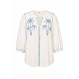 Paprika Ecru Viscose Blouse with Embroidery Plus Size