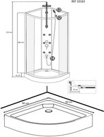 Wiesbaden Jupiter Douchecabine - 90x90x225cm - Compleet met Douchekolom en Zwarte Achterpanelen