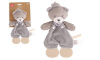 DODO D'AMOUR - Bijtspeeltje - Beer - 053938 - Grijs - Knuffeldoekje - Geboorte - Knuffel - Baby - Troostend - Zacht - Wasbaar - 25 cm x 10 cm - Vanaf 0 maanden