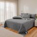 Literie satin, 230x250 cm, gris foncé, avec 2 taies d'oreiller