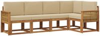 vidaXL Hoek loungeset 5-delig Polyester Natuurlijk en Beige