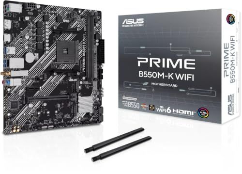 ASUS PRIME B550M-K WIFI, AMD mATX moederbord, DDR4 slot, zwart