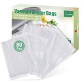 KitchenBoss Vacuümzakken voor levensmiddelen, 80 stuks, 15 x 25 cm / 20 x 30 cm, met reliëf, 175 µm
