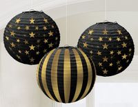 Amscan Lampionnen Glitz & Glam 24 Cm 3 Stuks Zwart