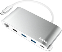 Hama USB-C Laptop Docking Station - HDMI, USB, Ethernet, VGA - Silver/White
