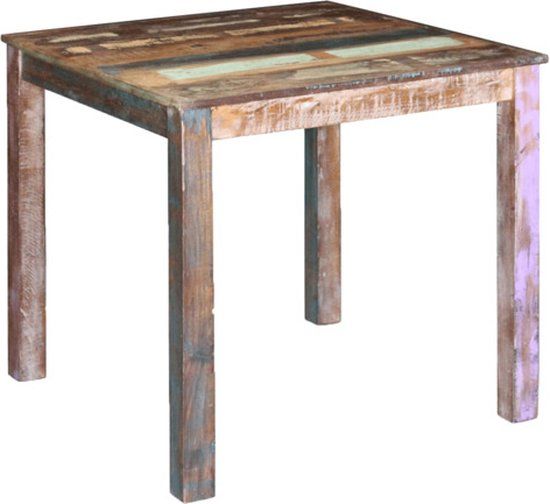 vidaXL Eettafel 80x82x76 cm massief gerecycled hout