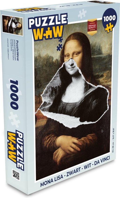 MuchoWow Puzzel Mona Lisa - Zwart - Wit - Da Vinci - Legpuzzel - Puzzel 1000 stukjes volwassenen