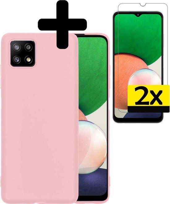 LUQ Hoesje Samsung Galaxy A22 4G - Siliconen Case - Lila + Screenprotector