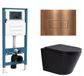 QeramiQ Dely Toiletset - reservoir encastrable Qeramiq Flush - abattant 35mm - plaque de commande métal cuivre - boutons rectangulaires - noir mat